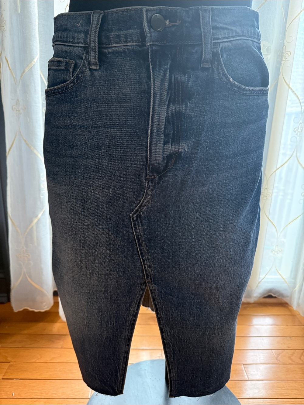 Joe's Jeans Dark Wash Denim High Rise Midi Skirt